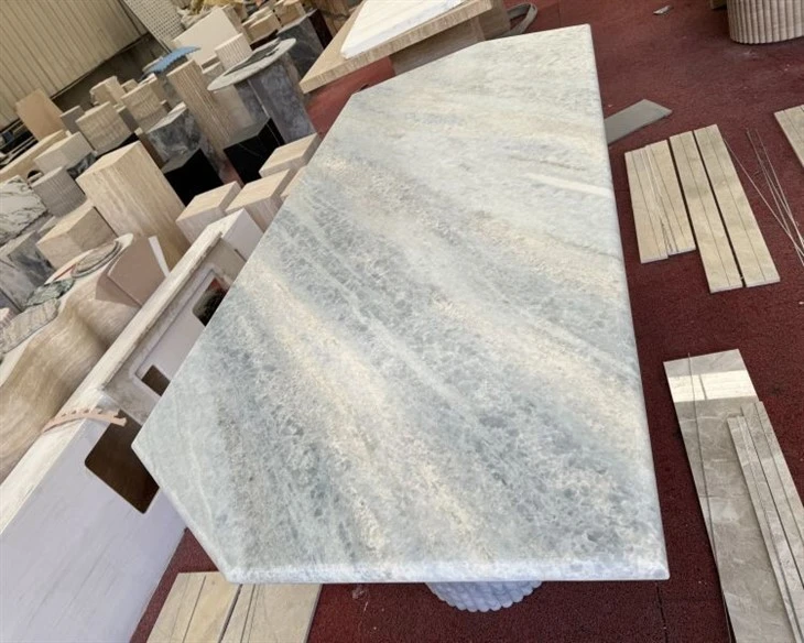 Calcite Blue Crystal Marble Dining Table home design